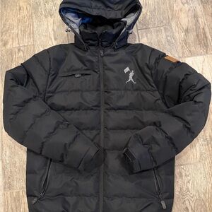 Men's Baseballism Black Hooded Puffer Jacket